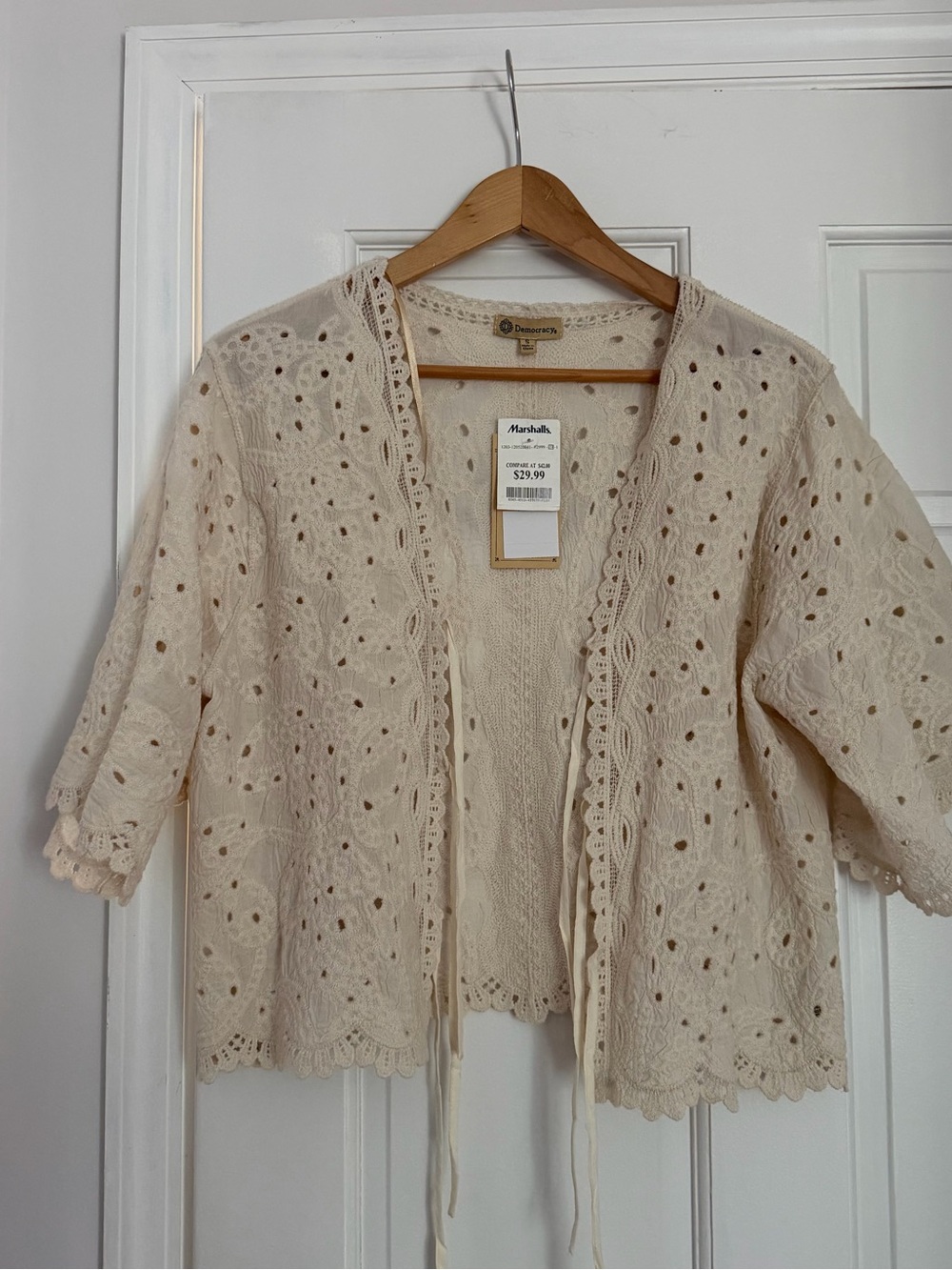NWT Democracy Cream Crochet Cardigan